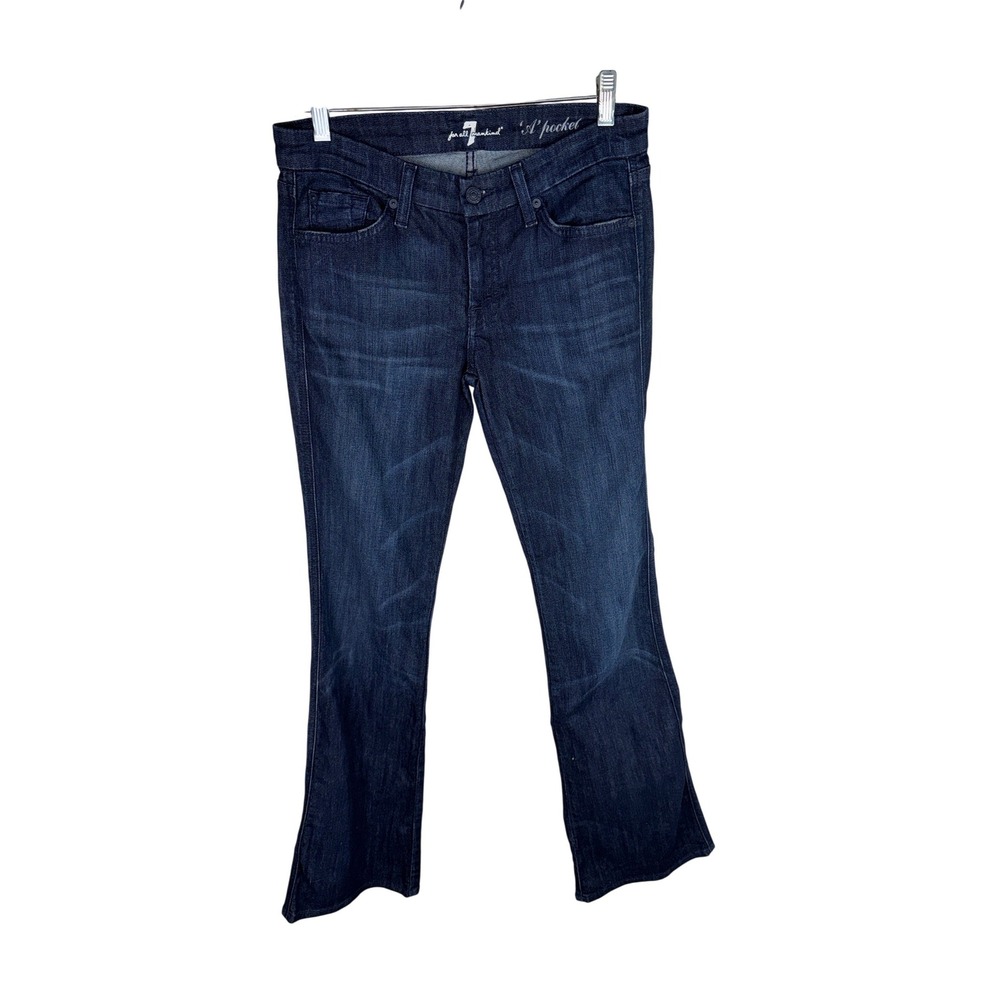 7 For All Mankind A Pocket Bootcut Jeans Indigo Blue Stretch Denim Size 28